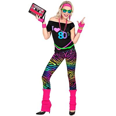 W WIDMANN MILANO Party Fashion – kostym 80-tals mode flicka, badknapp outfit dam, 80-tals outfit, karnevalkostymer W WIDMANN MILANO Party Fashion – kostym 80-tals mode flicka, badknapp outfit dam, 80-tals outfit, karnevalkostymer