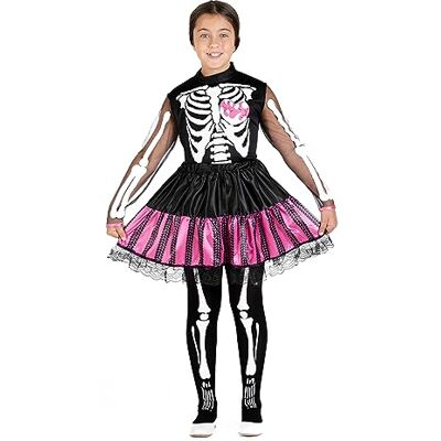 Ciao Punk Skeletrina Skeleton costume disguise fancy dress girl (Size 9-11 years) with printed pantyhose Ciao Punk Skeletrina Skeleton costume disguise fancy dress girl (Size 9-11 years) with printed pantyhose