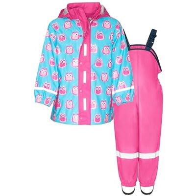 Playshoes Regndräkt i två delar, maskdräkt, vattentät, Uggla rosa, 128 Playshoes Regndräkt i två delar, maskdräkt, vattentät, Uggla rosa, 128