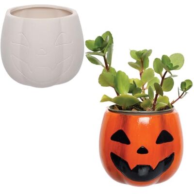 Baker Ross VC297 Keramiska blomkrukor i form av pumpor, 2-pack, halloween-blomkrukor, pumpahantverk, keramikmålningsset för barn Baker Ross VC297 Keramiska blomkrukor i form av pumpor, 2-pack, halloween-blomkrukor, pumpahantverk, keramikmålningsset för barn