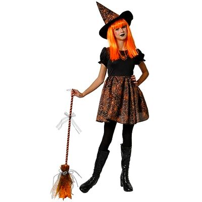 Rubie's Rubies Orange Spiderweb Witch Kostym för flickor, Glow in Dark Klänning och hatt, Officiell Blondes för Halloween, Carnival, Födelsedag och fester Rubie's Rubies Orange Spiderweb Witch Kostym för flickor, Glow in Dark Klänning och hatt, Officiell Blondes för Halloween, Carnival, Födelsedag och fester