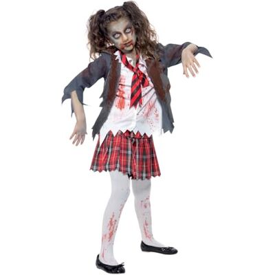 Smiffys Zombie School Girl Costume, Grey, with Skirt, Jacket, Mock Shirt & Tie, (L) Smiffys Zombie School Girl Costume, Grey, with Skirt, Jacket, Mock Shirt & Tie, (L)