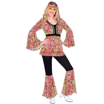 W WIDMANN MILANO Party Fashion Widmann – Kostym 60-talet hippie-stil, reggae, Flower Power, disco Fever, slagverk W WIDMANN MILANO Party Fashion Widmann – Kostym 60-talet hippie-stil, reggae, Flower Power, disco Fever, slagverk