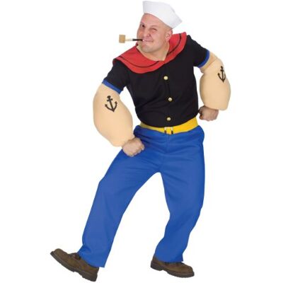 Fun World Popeye-kostym för män, Flerfärgade, En Storlek Fun World Popeye-kostym för män, Flerfärgade, En Storlek