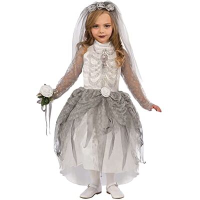Rubie's 75184 Skelett brud skelett bride barnkostym, vit/grå, S 3–5 år Rubie's 75184 Skelett brud skelett bride barnkostym, vit/grå, S 3–5 år