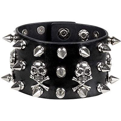 Boland 64518 – Armband Biker, 1 st, en storlek, svart, läderlook, nitar, dödskallar, rocker punker, modesmycken, armkedja, tillbehör, kostym, utklädnad, karneval, temafest Boland 64518 – Armband Biker, 1 st, en storlek, svart, läderlook, nitar, dödskallar, rocker punker, modesmycken, armkedja, tillbehör, kostym, utklädnad, karneval, temafest