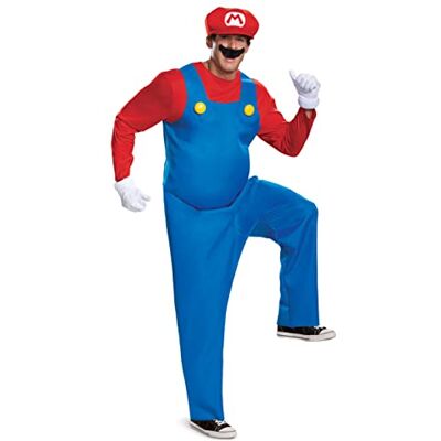 Disguise DIS10775D Deluxe Vuxna Super Mario-kostym, Män, Tecknad, Röd, X-Large Disguise DIS10775D Deluxe Vuxna Super Mario-kostym, Män, Tecknad, Röd, X-Large