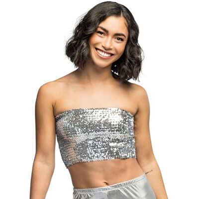 Boland – paljetttopp utan remmar, elastisk bandeau för festival, temafest, karneval och disco, topp, festoutfit Boland – paljetttopp utan remmar, elastisk bandeau för festival, temafest, karneval och disco, topp, festoutfit