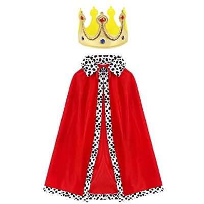 Simple polymer King Robe halloween kostym medeltida prins kung kostym cape (cape och krona) röd Simple polymer King Robe halloween kostym medeltida prins kung kostym cape (cape och krona) röd