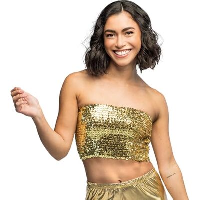Boland – paljetttopp utan remmar, elastisk bandeau för festival, temafest, karneval och disco, topp, festoutfit Boland – paljetttopp utan remmar, elastisk bandeau för festival, temafest, karneval och disco, topp, festoutfit