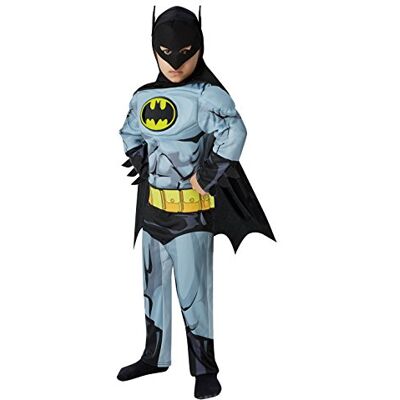 Rubie's 610779 Officiell Deluxe Batman kostym för pojkar, superhjältekomisk kostym, för barn Rubie's 610779 Officiell Deluxe Batman kostym för pojkar, superhjältekomisk kostym, för barn