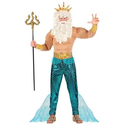 W WIDMANN MILANO Party Fashion – Kostym Poseidon, kung av haven, undervattensvärlden, karnevaldräkter W WIDMANN MILANO Party Fashion – Kostym Poseidon, kung av haven, undervattensvärlden, karnevaldräkter