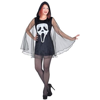 Ciao Dress Halloween Night disguise fancy dress girl woman Black Ghost Lady (One size) with tulle and hood Ciao Dress Halloween Night disguise fancy dress girl woman Black Ghost Lady (One size) with tulle and hood