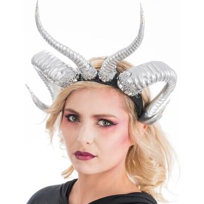 Chaks Huvudband med böjda horn för kvinnor, guld eller silver, kostymtillbehör för halloween, karneval Chaks Huvudband med böjda horn för kvinnor, guld eller silver, kostymtillbehör för halloween, karneval