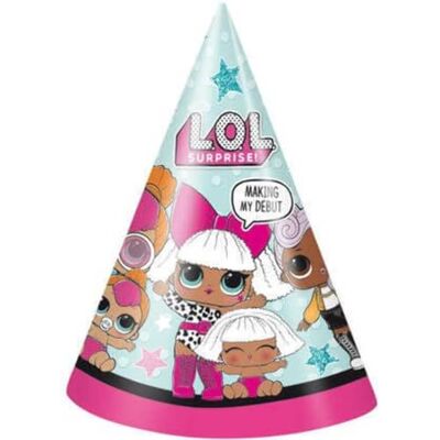 Unique Party 79121 – LOL Överraskningsfest hattar, paket med 8 Unique Party 79121 – LOL Överraskningsfest hattar, paket med 8