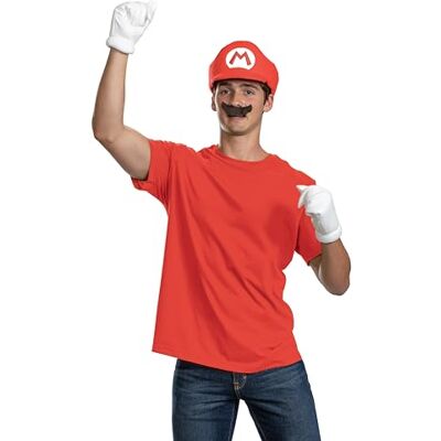 Disguise Super Mario Bros. Mario-kostymtillbehör, officiellt licensierat av , bekväm passform och detaljerad design, one size för vuxna Disguise Super Mario Bros. Mario-kostymtillbehör, officiellt licensierat av , bekväm passform och detaljerad design, one size för vuxna