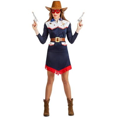 Boland – Kostym cowgirl för kvinnor, 4 delar, karnevaldräkt för temafest, halloween eller karneval, vilda västar, cowboy Boland – Kostym cowgirl för kvinnor, 4 delar, karnevaldräkt för temafest, halloween eller karneval, vilda västar, cowboy