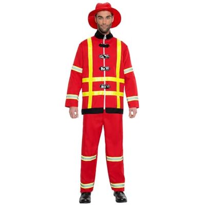 Boland – Kostym brandman för män, 3 delar, karnevaldräkt för temafest, halloween eller karneval, brandkår Boland – Kostym brandman för män, 3 delar, karnevaldräkt för temafest, halloween eller karneval, brandkår