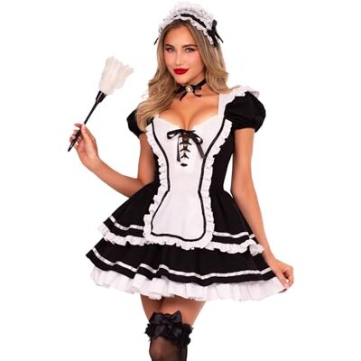 Leg Avenue Maid to Flirt Ruffle-Trimmed Maid Dress Costume – Size S – Black & White Leg Avenue Maid to Flirt Ruffle-Trimmed Maid Dress Costume – Size S – Black & White
