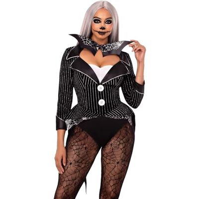 Leg Avenue Halloween Baddie Striped Velvet Bodysuit Costume – Size M – Black Leg Avenue Halloween Baddie Striped Velvet Bodysuit Costume – Size M – Black