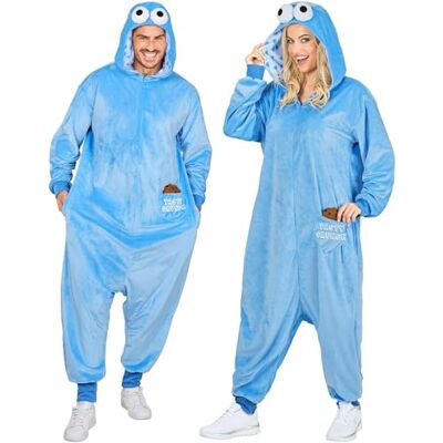 W WIDMANN MILANO Party Fashion – godis monster jumpsuit för vuxna, turkos plysch overall med huva, djurdräkt för karneval W WIDMANN MILANO Party Fashion – godis monster jumpsuit för vuxna, turkos plysch overall med huva, djurdräkt för karneval