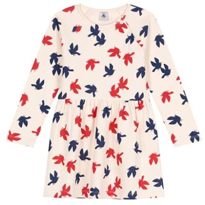 Petit Bateau Långärmad klänning för flickor, Ecru/Multico, 3 �r Petit Bateau Långärmad klänning för flickor, Ecru/Multico, 3 �r