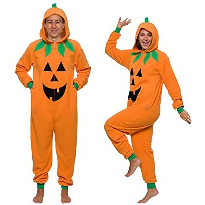 Funziez! Slim Pumpkin Onesie för vuxna Jack O lykta halloweenkostym ett stycke cosplay-kostym för vuxna, kvinnor och män, Pumpa, S Funziez! Slim Pumpkin Onesie för vuxna Jack O lykta halloweenkostym ett stycke cosplay-kostym för vuxna, kvinnor och män, Pumpa, S