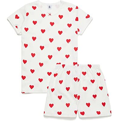 Petit Bateau Pyjacourt Flickor och flickor, Marshmallow Vit/Terkuit Röd, 16 år Petit Bateau Pyjacourt Flickor och flickor, Marshmallow Vit/Terkuit Röd, 16 år