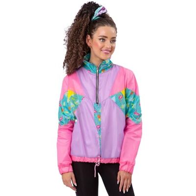 Smiffys 80-tal pastell vindjacka medium dam lätt festival kostym topp i neonrosa och lila idealisk för retro fin klänning och kasta tillbaka partyutseende Smiffys 80-tal pastell vindjacka medium dam lätt festival kostym topp i neonrosa och lila idealisk för retro fin klänning och kasta tillbaka partyutseende