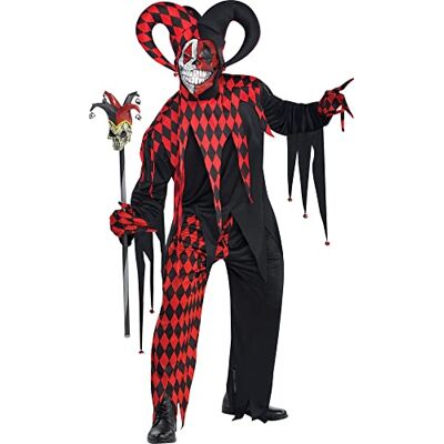 amscan (PKT) (Fix 75/25) (844205-55) Krazed Jester-kostym för vuxna män (standard) amscan (PKT) (Fix 75/25) (844205-55) Krazed Jester-kostym för vuxna män (standard)