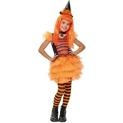 Glamorös häxkostym med orange tutu - Kostym Glamorös häxkostym med orange tutu - Kostym