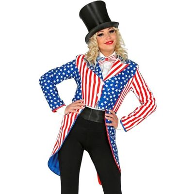 W WIDMANN MILANO Party Fashion Widmann 48234 48234-USA paradfrack, trädgårdsuniform, stjärnor och ränder, amerikansk flagga, kostym, karneval, temafest, damer, flerfärgad, XL W WIDMANN MILANO Party Fashion Widmann 48234 48234-USA paradfrack, trädgårdsuniform, stjärnor och ränder, amerikansk flagga, kostym, karneval, temafest, damer, flerfärgad, XL