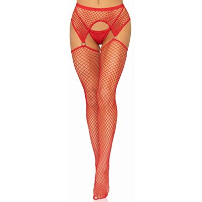 Leg Avenue Net garterbelt stockings, O/S (Röd) Leg Avenue Net garterbelt stockings, O/S (Röd)