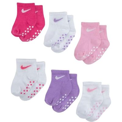 NIKE Pop Color 6Pk Ankle Grippr Strumpor för bebis Pink 6/12 månader NIKE Pop Color 6Pk Ankle Grippr Strumpor för bebis Pink 6/12 månader