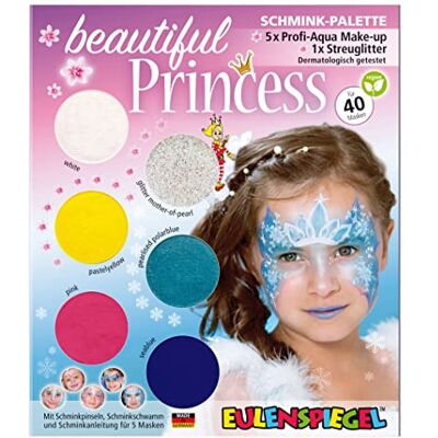 Eulenspiegel Ugglespegel 207031 – sminkpalett vacker prinsessa, instruktioner för 5 prinsessmasker, barnsmink, karnevalsmink Eulenspiegel Ugglespegel 207031 – sminkpalett vacker prinsessa, instruktioner för 5 prinsessmasker, barnsmink, karnevalsmink