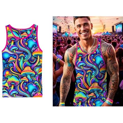 FIESTAS GUIRCA Psykedelisk svamp T-shirt med keps (52-54/L) Kostymtillbehör för temafester och fester perfekt för vuxna män flerfärgad FIESTAS GUIRCA Psykedelisk svamp T-shirt med keps (52-54/L) Kostymtillbehör för temafester och fester perfekt för vuxna män flerfärgad