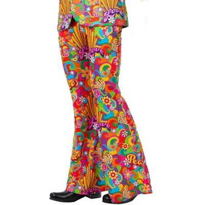 Smiffys Medium regnbåge fred utsvängda byxor 1960-talet hippie maskeraddräkt klocka botten psykedeliskt tryck, häftig kärlek & fred design, 60-talsfester, festivaler och stolthändelser Smiffys Medium regnbåge fred utsvängda byxor 1960-talet hippie maskeraddräkt klocka botten psykedeliskt tryck, häftig kärlek & fred design, 60-talsfester, festivaler och stolthändelser