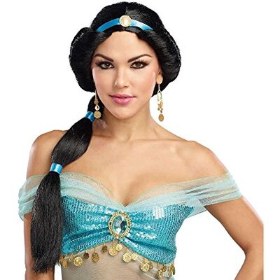 Dreamgirl Womens Arabian Jasmine Wig Costume, Adult Harem Princess Wig Halloween Costume Accessory Standard Black Dreamgirl Womens Arabian Jasmine Wig Costume, Adult Harem Princess Wig Halloween Costume Accessory Standard Black