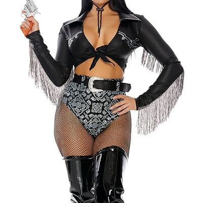 Forplay Dam Ride it Out sexig cowgirl kostym vuxen storlek, svart silver, medium/large Forplay Dam Ride it Out sexig cowgirl kostym vuxen storlek, svart silver, medium/large