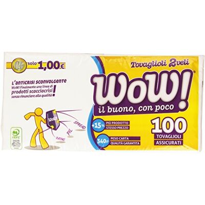 WOW! Wow Servetter 2 Slöjor 100 stycken WOW! Wow Servetter 2 Slöjor 100 stycken