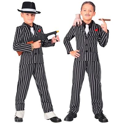 W WIDMANN MILANO Party Fashion Gangsterkostym för barn, kriminell kriminell chef maffiabossdräkt karneval kostym W WIDMANN MILANO Party Fashion Gangsterkostym för barn, kriminell kriminell chef maffiabossdräkt karneval kostym