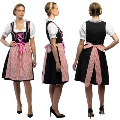 Boland – Kostym bayerin, kostym-set med Dirndl, blus och förkläde, karnevaldräkter damer för karneval och ölfest, 46/44 Boland – Kostym bayerin, kostym-set med Dirndl, blus och förkläde, karnevaldräkter damer för karneval och ölfest, 46/44