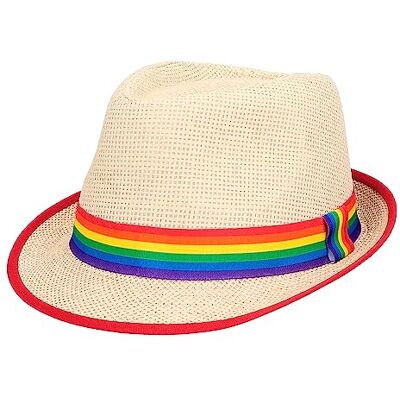 Boland 44634 – Regnbåge stråhatt Pride, Progress, LGBTQ, huvudbonad, kostymtillbehör för CSD, karneval och temafest Boland 44634 – Regnbåge stråhatt Pride, Progress, LGBTQ, huvudbonad, kostymtillbehör för CSD, karneval och temafest