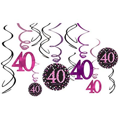 amscan Adult Pink Celebration 40h Birthday Swirl Decorations amscan Adult Pink Celebration 40h Birthday Swirl Decorations
