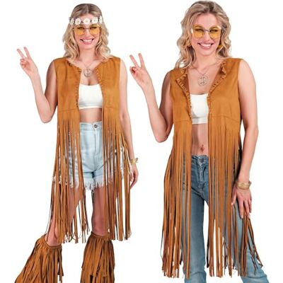 W WIDMANN MILANO Party Fashion Hippie-kostym dam fransväst brun festival kostym W WIDMANN MILANO Party Fashion Hippie-kostym dam fransväst brun festival kostym