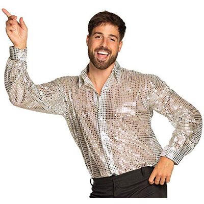 Boland – Skjorta disco, silver paljetter, skjorta för män, discoskjorta, karneval, halloween, temafest, 70-talet Boland – Skjorta disco, silver paljetter, skjorta för män, discoskjorta, karneval, halloween, temafest, 70-talet