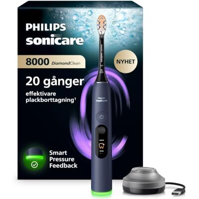 Philips Sonicare Next Generation DiamondClean 8000 Elektrisk tandborste med Smart Pressure Feedback, 15 inställningar, mörkblå, HX8311/13 Philips Sonicare Next Generation DiamondClean 8000 Elektrisk tandborste med Smart Pressure Feedback, 15 inställningar, mörkblå, HX8311/13