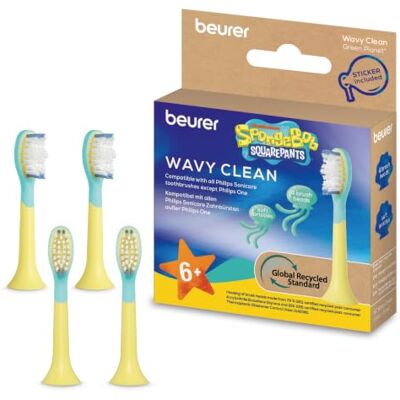 Beurer SC Wavy Clean påsättningsborstar för elektrisk tandborste barn Extra mjuka borst, ersättningsborstar för SC 11 barntandborste & Philips Sonicare tandborste, med klistermärken, från 6 år Beurer SC Wavy Clean påsättningsborstar för elektrisk tandborste barn Extra mjuka borst, ersättningsborstar för SC 11 barntandborste & Philips Sonicare tandborste, med klistermärken, från 6 år