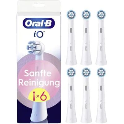 Oral-B iO Gentle Cleaning – original ersättande tandborsthuvuden för iO elektriska tandborstar – borsthuvuden, tandborstfäste, ersättningsborstar för känsligt tandkött – vit, 6-pack Oral-B iO Gentle Cleaning – original ersättande tandborsthuvuden för iO elektriska tandborstar – borsthuvuden, tandborstfäste, ersättningsborstar för känsligt tandkött – vit, 6-pack