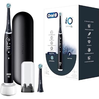 Oral-B iO Series 6 elektrisk tandborste, 2 borstar, 1 resefodral, 1 förvaringsväska för laddningsstation, designad av brun, svart lava Oral-B iO Series 6 elektrisk tandborste, 2 borstar, 1 resefodral, 1 förvaringsväska för laddningsstation, designad av brun, svart lava
